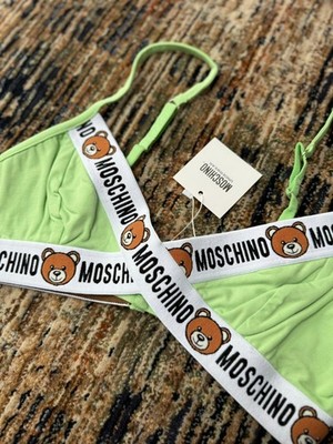 Moschino Dreieck BH Grün Teddy Logo XL Damen Premium Designer UVP 90£
