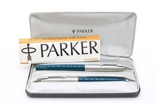 F Vintage Parker 51 Turquoise set Inc Fountain Pen Mechanical Pencil Boxed
