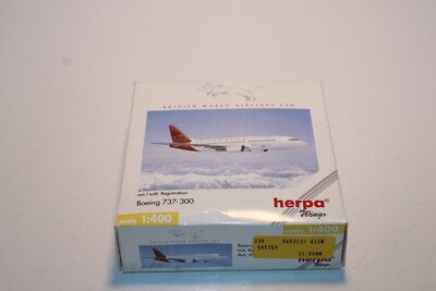 Herpa Wings 1:400 Flugzeug 560313 Boeing 737-300 British World Airlines OVP