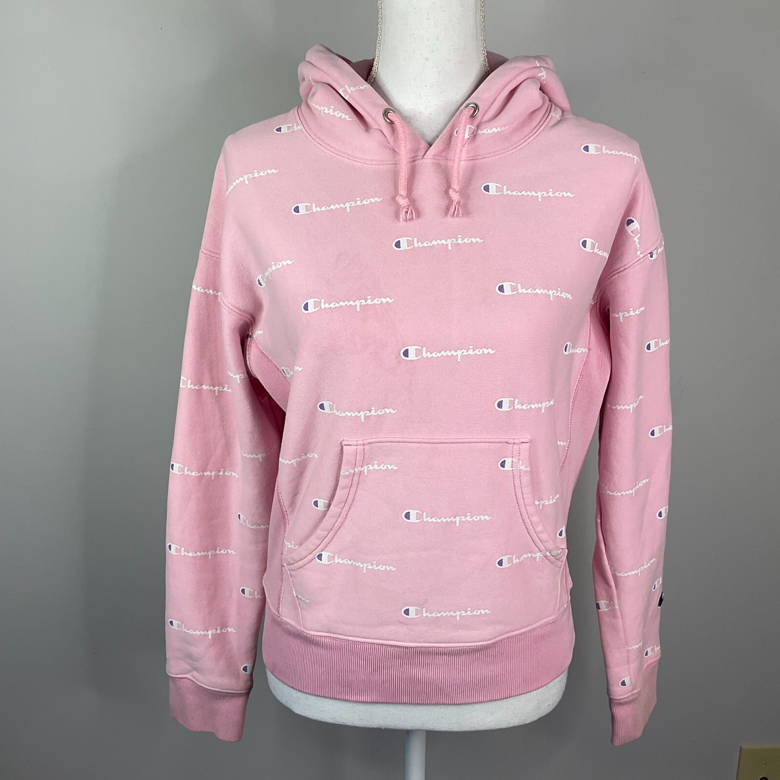 Champion Women Hoodie Size Small Reverse Weave Logo All Over Print Pink |  eBay