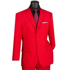 BIG  TALL Men's Red 2-Button Classic-Fit Poplin Polyester Suit NWT