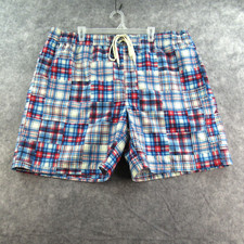 OP Ocean Pacific Mens Swim Trunks 42 Red Blue Plaid Board Shorts Lined Cargo