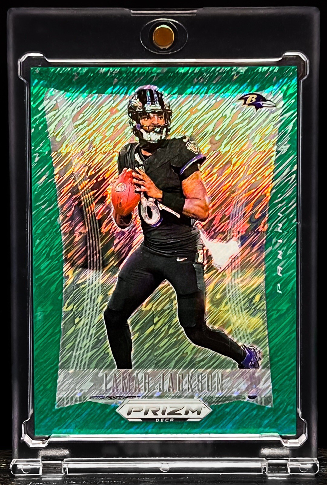2024 Panini Prizm Deca Lamar Jackson Green Shimmer /12 Ravens