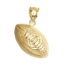 New 14k Yellow Gold 3-D Football Pendant