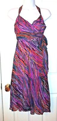New BCBG Max Azria 100% Silk Halter Dress Black Pink Purple Blue Green Sz 4  NWOT | eBay