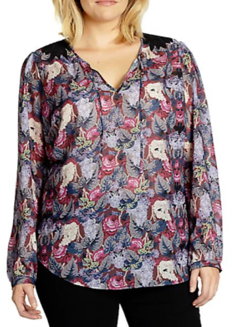 Beyond Vintage Floral-Print Chiffon Blouse NWT $270