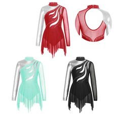 Kid Girls Figure Skating Dress Performance Leotard Roller Skating Ice Skating