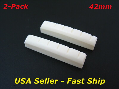 2-Pack 42mm Slotted Bone Nut For Gibson Epiphone Martin Acoustic Electric & More