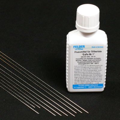 10 Stangen Silberhartlot 1mm x 500mm + Flussmittel Silberlot 50ml Set L-Ag55Sn
