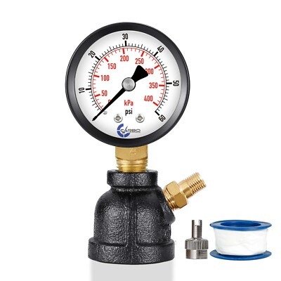 #ad #ad Gas Test Pressure Gauge 60 Pound 60 PSI 400 kPa 3 4” FNPT Steel Bell Shape Body $10.95