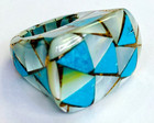 HSN Colleen Lopez Sterling Silver Mother Of Pearl & Turquoise Inlay Ring Size 5 — photo 1