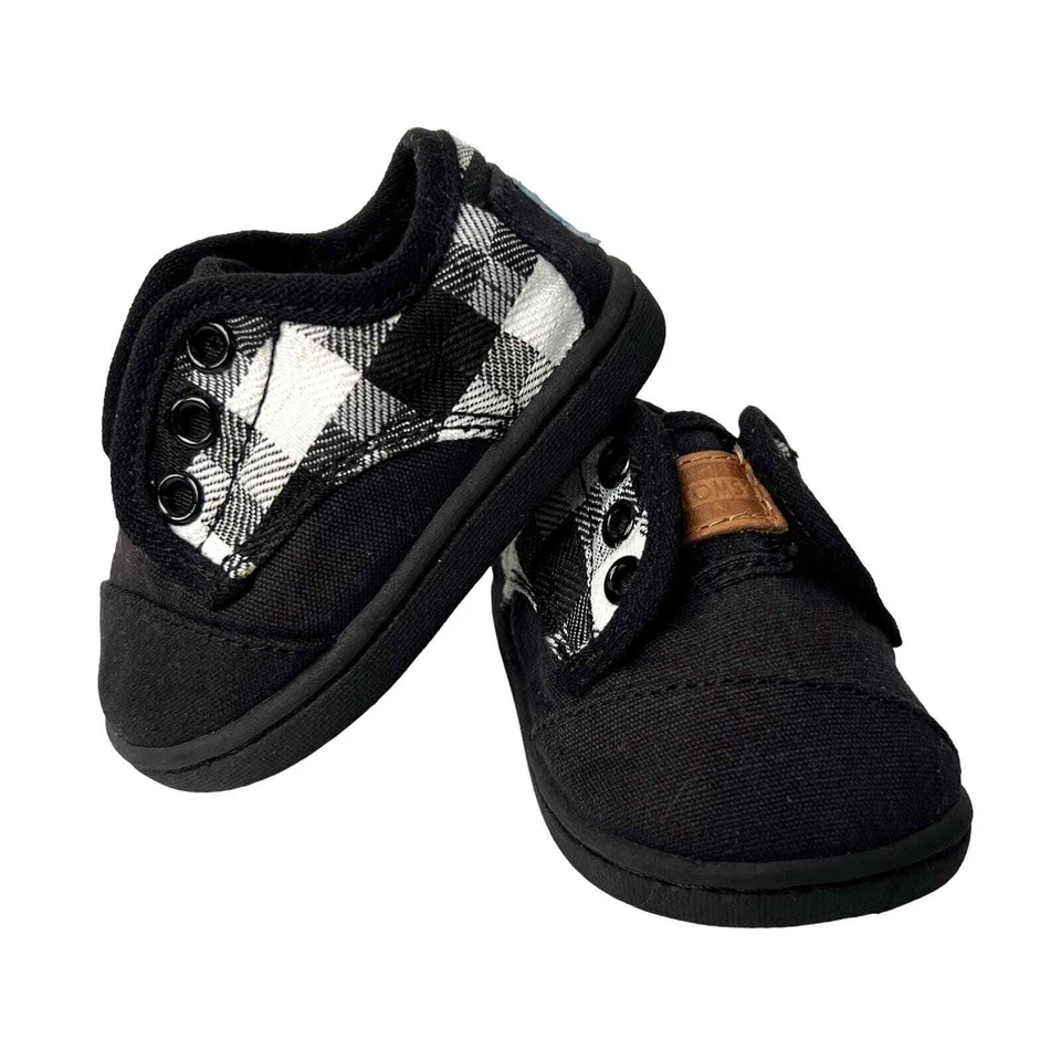 Zapatos TOMS Infantil Bebé Negros A Cuadros T3 Talla 3 Foto 3 de 4