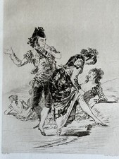 Goya etching etching scene Spanish character in costume Spain