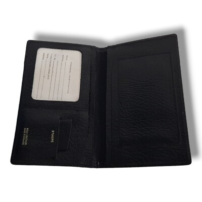 Vintage schwarze Echtleder lange Herren Geldbörse Bi-Fold Made in England