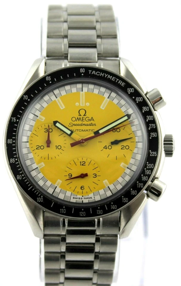 OMEGA SPEEDMASTER MICHAEL SCHUMACHER 3510.12 AUTOMATIC CHRONOGRAPH YELLOW WATCH
