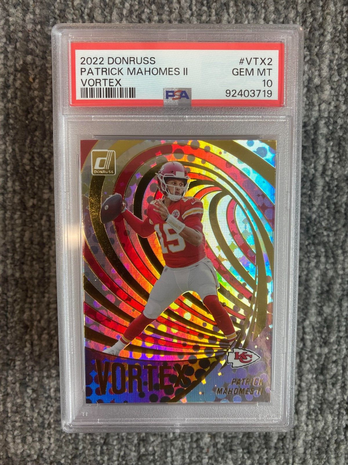 2022 DONRUSS Patrick Mahomes #VTX2 Vortex Kansas City Chiefs PSA 10