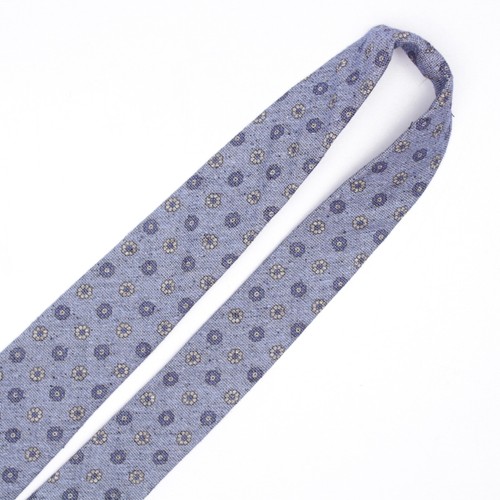 Josiah France Mens Silk Cotton Necktie Multi Blue Gray Floral Print Tie Italy - Picture 4 of 8