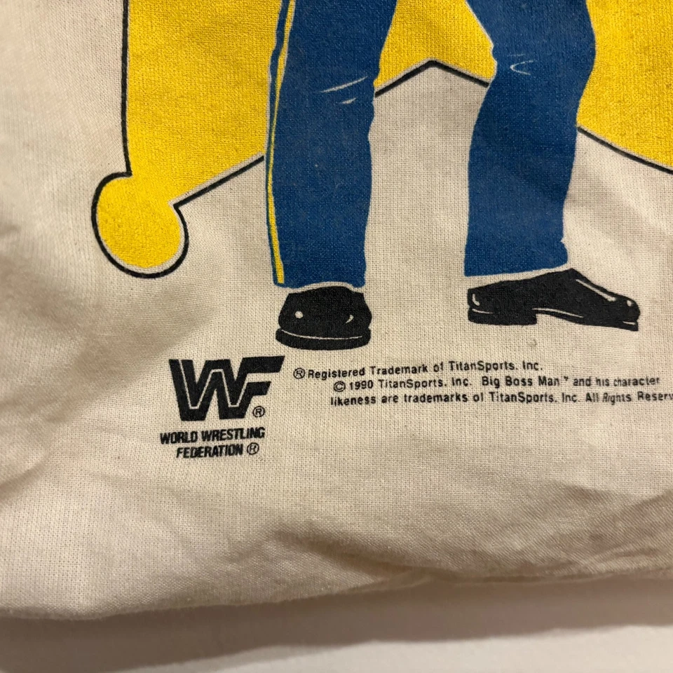 Bolso pequeño vintage de los 90s Big Boss Man WWF Titan Sports 1990 Lavandería utilitaria Foto 2 de 3