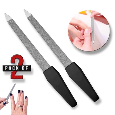 2 x Maniküre Pediküre doppelseitig Metall Nagelfeilen Kunst starke Kanten 6,5 Zoll lang