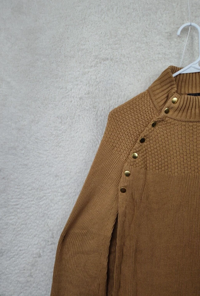 GILI Mujer Suéter Mediano/Grande Marrón Mezcla de Algodón Capa Acanalado Tejido Poncho Foto 3 de 4