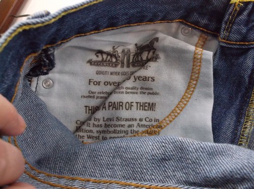 Levis 505 Men's Jeans Straight Leg Denim Mid Rise Pockets Blue Size W32XL30 - Picture 7 of 8