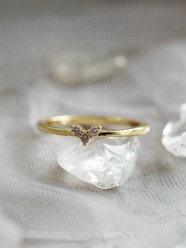 0.03CT Lab Grown Diamond Three Stone Engagement Women's Ring in 10k Yellow Gold - Image 3 of 4