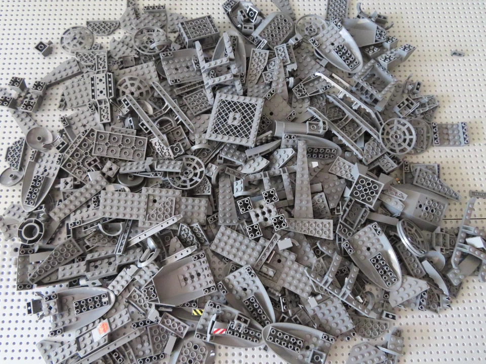 Lego 1 KG Kilo Fahrzeug Flugzeug modifizierte Teile Steine etc. neu dunkelgrau - Bild 2 von 4