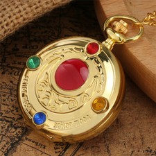 Fashion Pocket Watch Chain Sailor Moon Gold Case Quartz Collection Cosplay Gifts