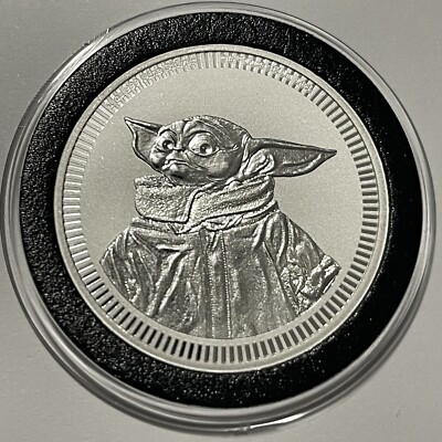 Grogu Baby Yoda Star Wars Niue Coin 1 Troy Oz .999 Fine Silver Round ...