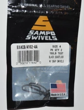 sampo swivels ball bearing black swivel welded ring w/ coastlock snap 150LB sz 4