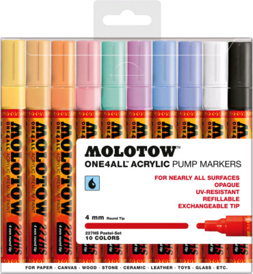 Molotow One4All 227 HS 10-Piece Basic Set Pastel Kit Paint Marker Pens