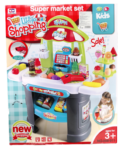 Kids Supermarket Grocery Store Shopping Food Stall Pretend Play Set Lights Sound - Picture 2 of 3