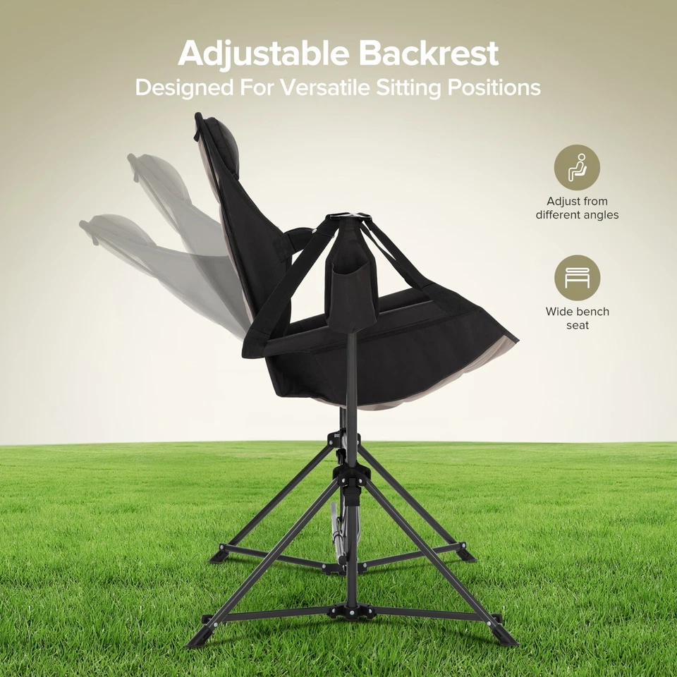 Silla Hamaca Columpio Portátil Plegable Exterior Camping Columpio Sillas con Bolsa de Transporte Foto 3 de 4