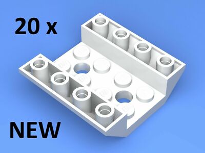 LEGO 20 x White Slope, Inverted 45 4 x 4 Double with 2 Holes 72454