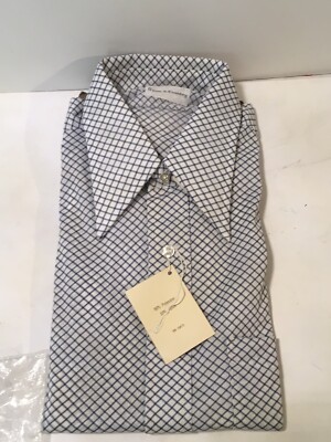 Town & Country Royal Kntis Button Up Shirt L Vtg NOS Blue White Stirpe