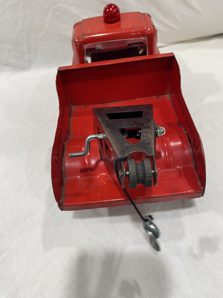 Vintage 1960s Buddy L Red Tow Truck Wrecker TOWING SERVICE Original