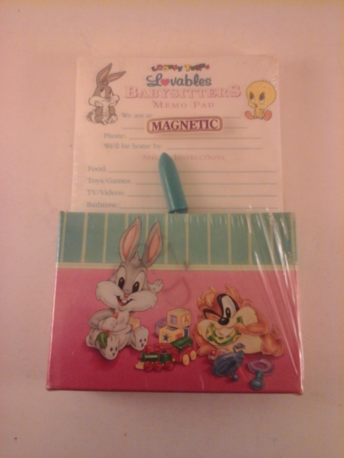 Looney Tunes Lovables Babysitters Memo Pad Pen Magnetic Box 1995 Vintage NEW