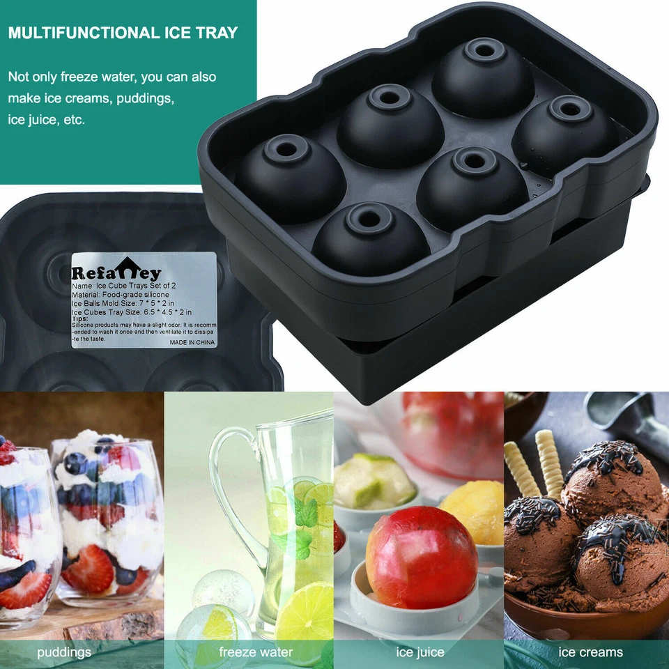 Silicone Ice Mold Maker Large Ice Cube Tray 1 Pair Set for Cocktails & Bourbon - Image 2 of 4