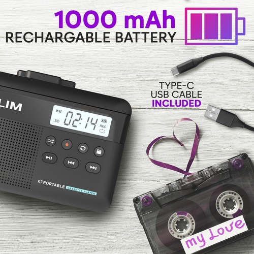 K7 Cassette Tape Player + Cassette to MP3 Converter + Portable Cassette Player + - Picture 5 of 7