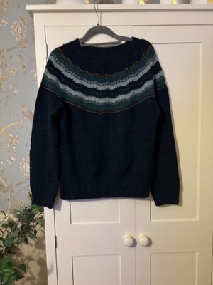 TOASTBLAUER BUNTER WOLLPULLOVER GRÖSSE SMALL WIRKLICH GUTER ZUSTAND 