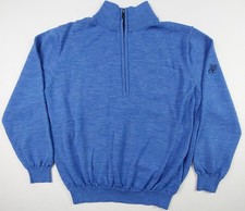 Footjoy Sweater Mens Size Medium Blue 1/4 Zip Pullover 100 Wool NBGCC Logo