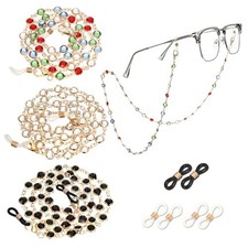 Ouligay 3PCS Crystal Beaded Eyeglasses Chain Gold Glasses Chain for Women and