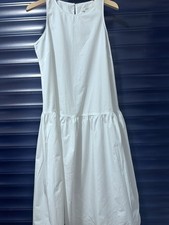 Ladies M&S Spring/Summer White Cotton Dropped Waist Midi Dress Size UK 12 Petite