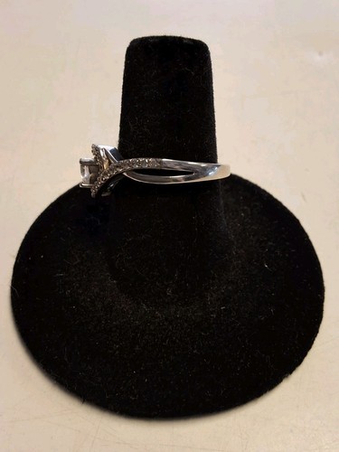 Anello promessa in argento sterling a forma di cuore pietre zirconi misura 7 - Foto 2 di 5