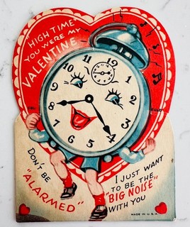 Vintage Valentine Card Anthropomorphic Alarm Clock
