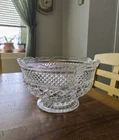 VTG Anchor Hocking WEXFORD Lrg 10” Fruit Salad Serving Bowl Scalloped Edge EUC