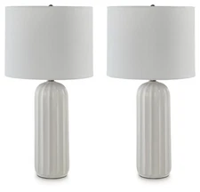 Clarkland Contemporary 24 Inch Ceramic Table Lamp Set of 2 White