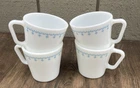 Pyrex Blue Snowflake Garland Mugs Set Of 4 Coffee Cups  D Handles Vintage