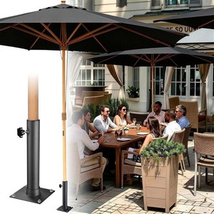 Yescom 13' Beech Wood Market Umbrella with Deck Mount & Pulley for Patio, Black