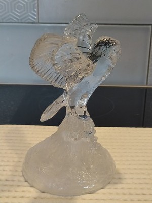 Cristal D'Arques ??  Eule Ornament thront ausgestreckte Flügel Kristall 7,2'' Höhe